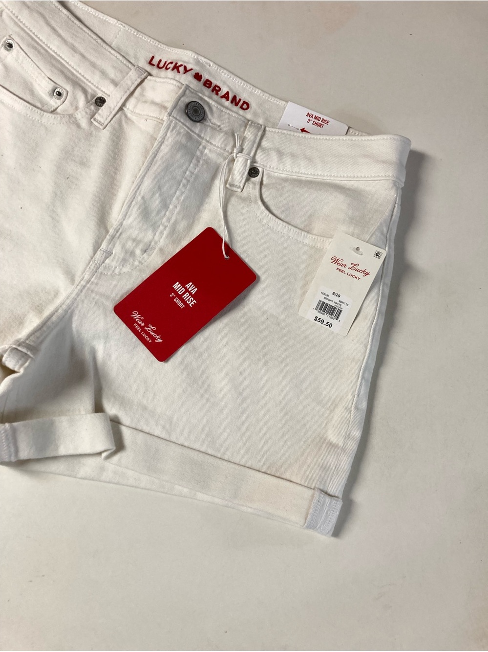 Lucky Ava Bright White Denim Shorts